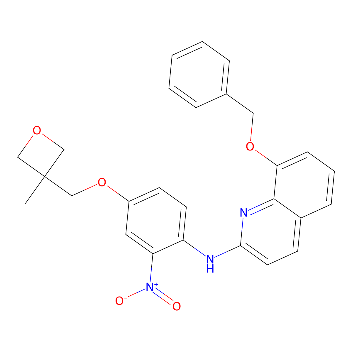 8-(Benzyloxy)-N-(4-((3-methyloxetan-3-YL)methoxy)-2-nitrophenyl)quinolin-2-amine molecular structure, CAS 816463-37-3