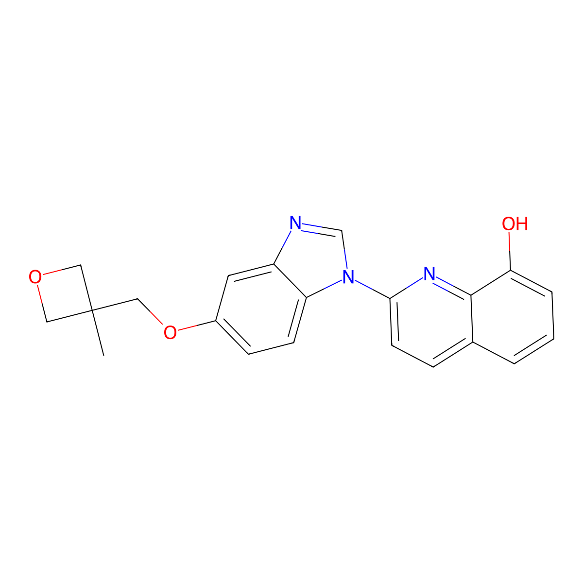 2-(5-((3-methyloxetan-3-yl)methoxy)-1H-benzo[d]imidazol-1-yl)quinolin-8-ol molecular structure, CAS 816463-38-4