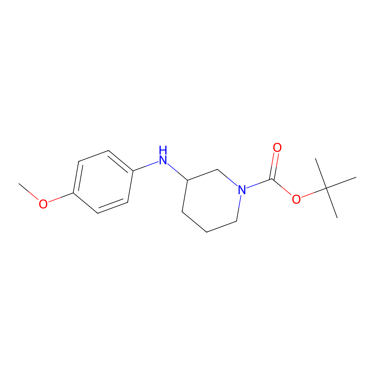 Tert-butyl 3-[(4-methoxyphenyl)amino]piperidine-1-carboxylate molecular structure, CAS 816468-38-9