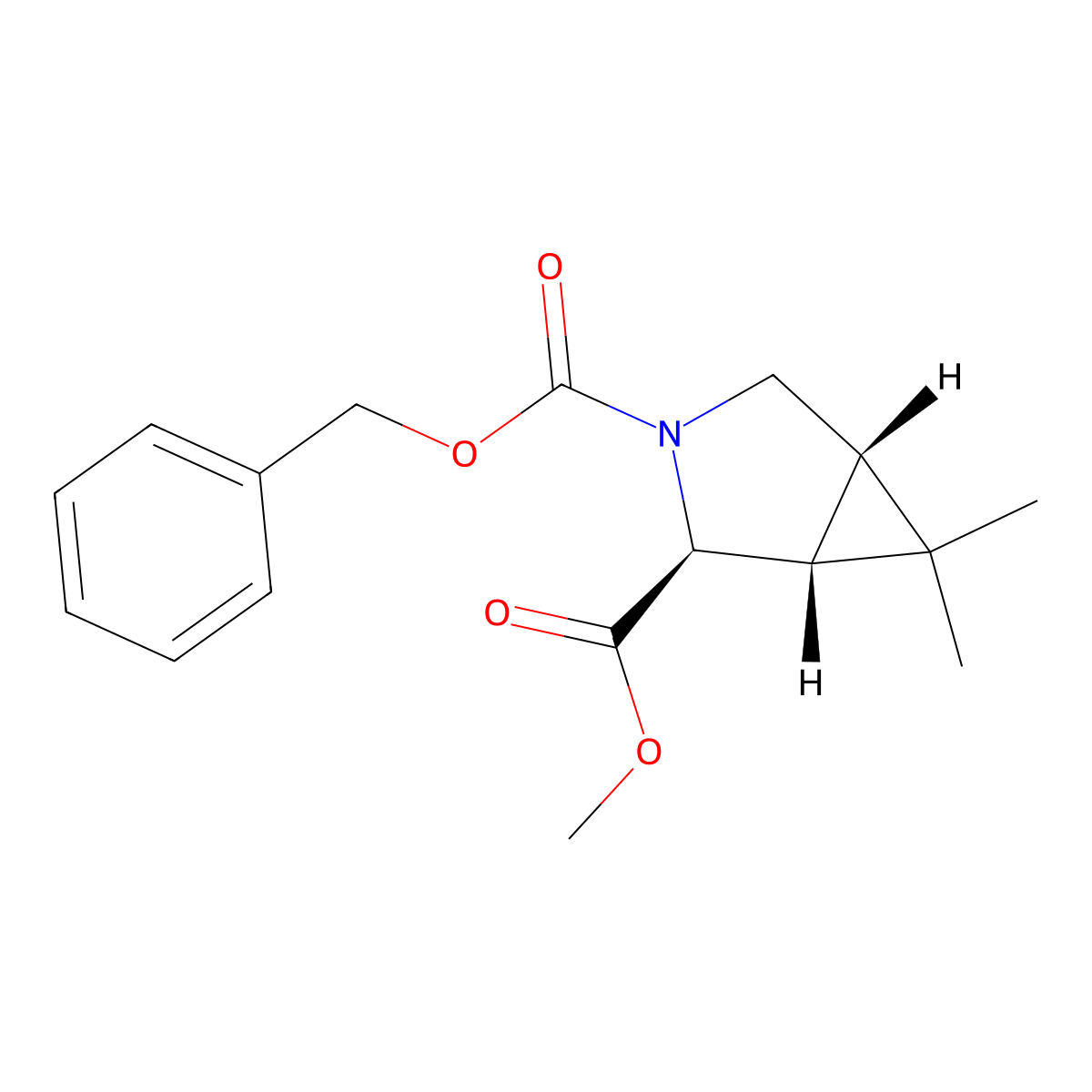 3-Benzyl 2-methyl (1R,2S,5S)-6,6-dimethyl-3-azabicyclo[3.1.0]hexane-2,3-dicarboxylate molecular structure, CAS 816468-74-3