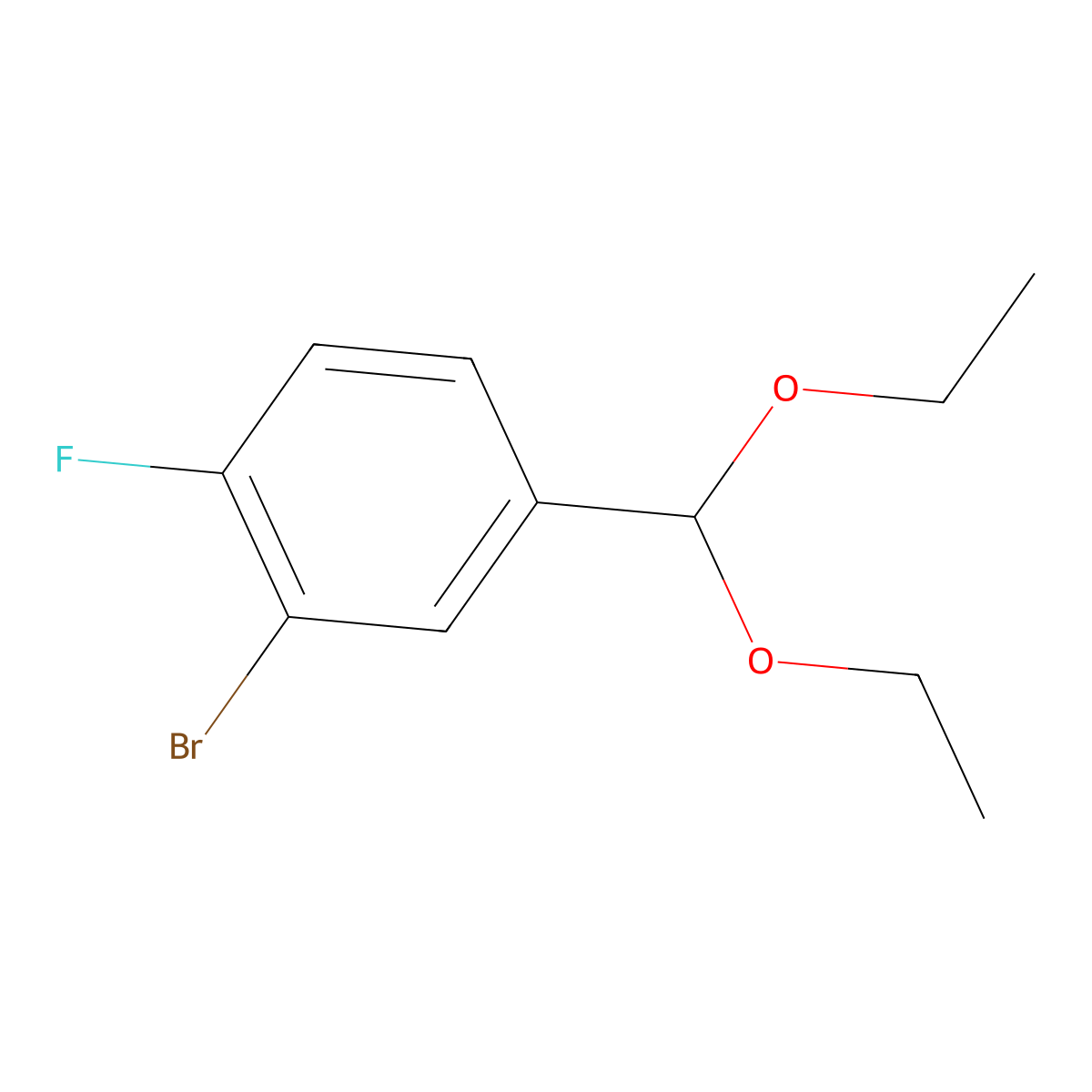 2-Bromo-4-(diethoxymethyl)-1-fluorobenzene molecular structure, CAS 81658-88-0