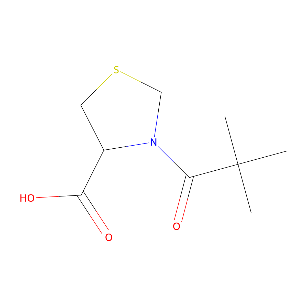 3-(2,2-Dimethylpropanoyl)-1,3-thiazolidine-4-carboxylic acid molecular structure, CAS 81660-63-1