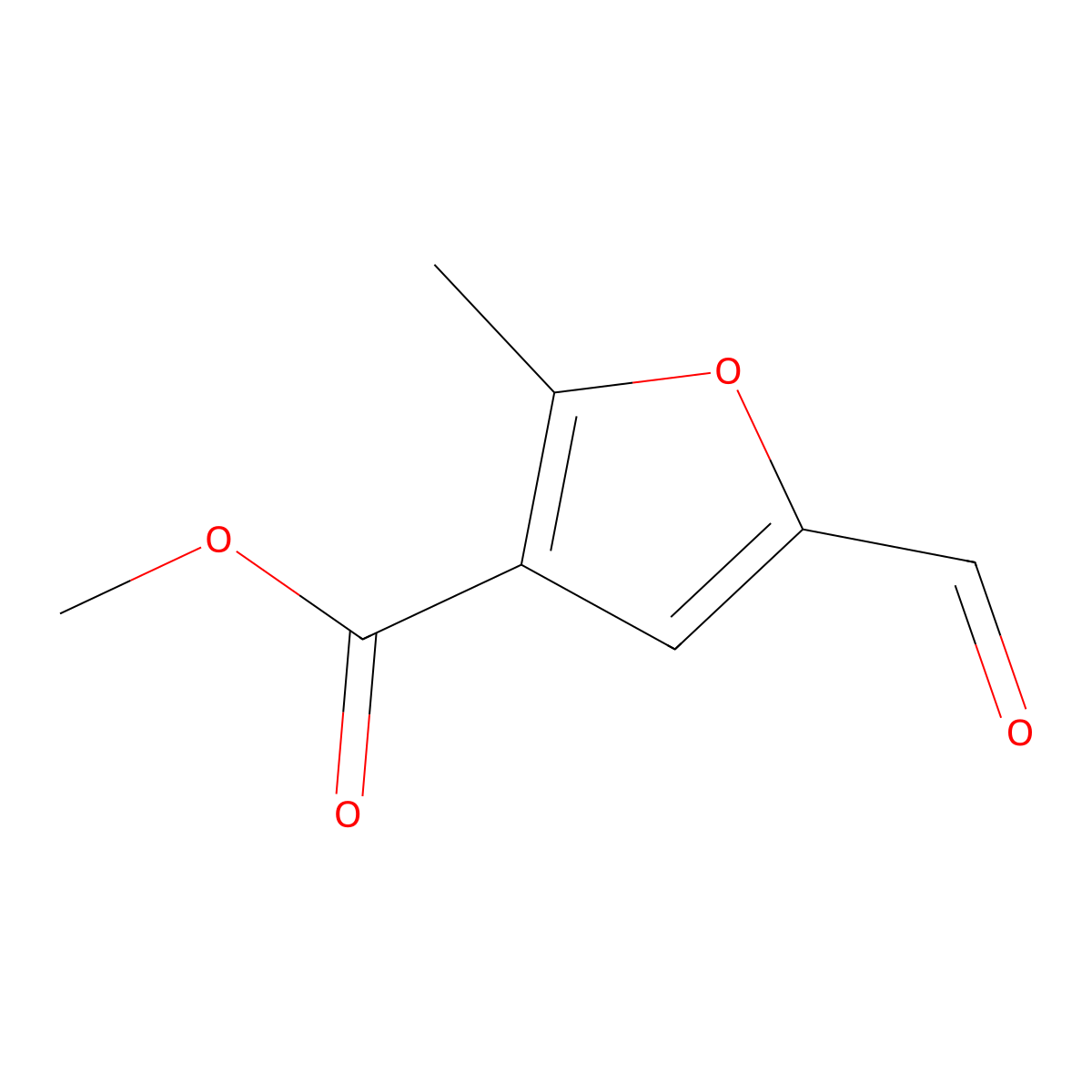 Methyl 5-formyl-2-methylfuran-3-carboxylate molecular structure, CAS 81661-26-9