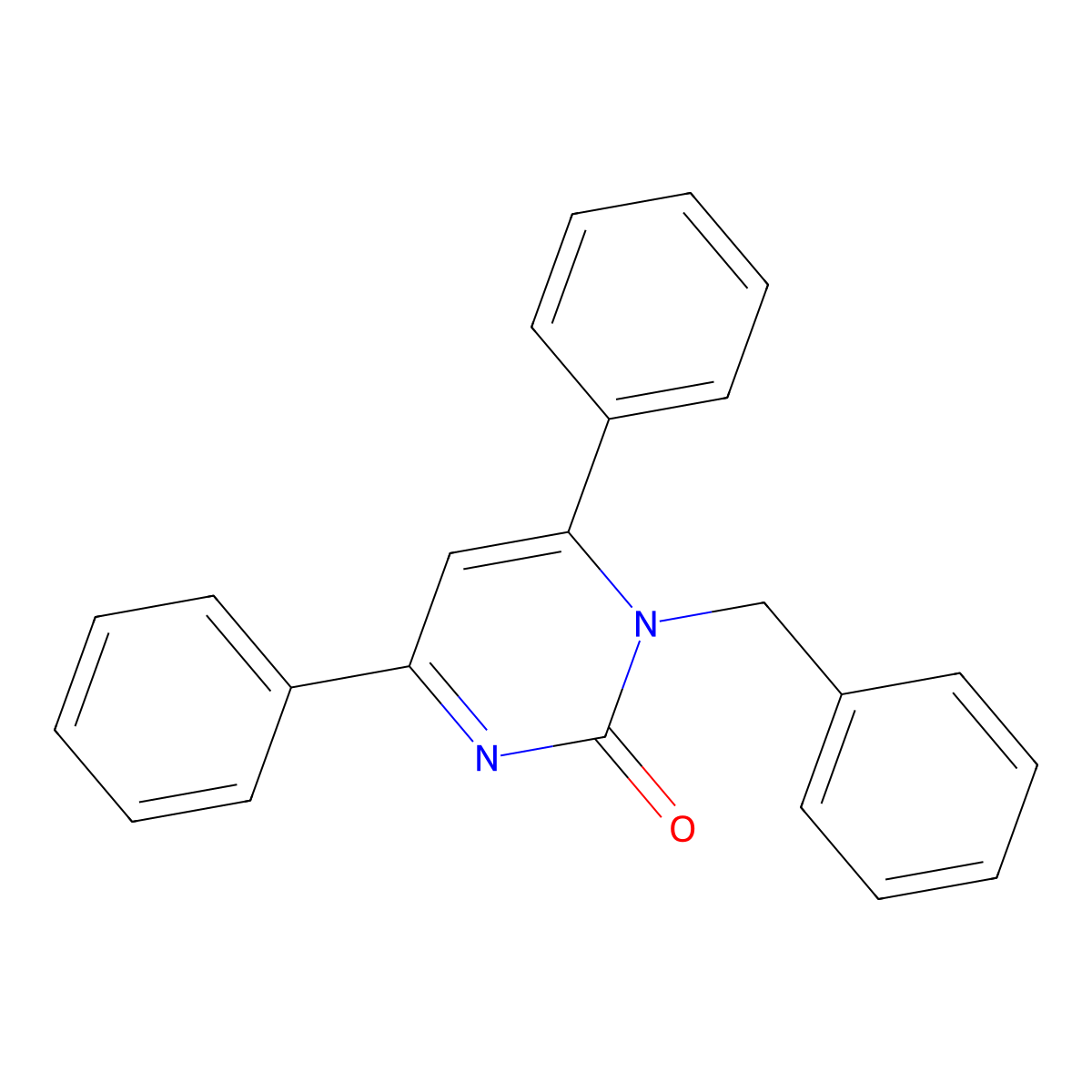 1-Benzyl-4,6-diphenyl-1,2-dihydropyrimidin-2-one molecular structure, CAS 81668-45-3