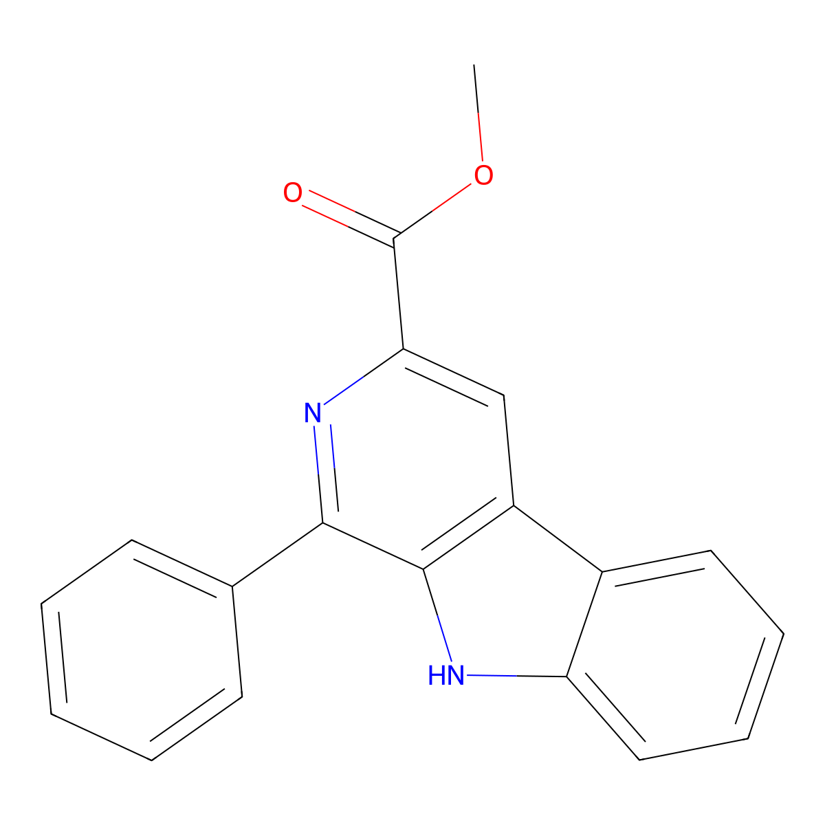 methyl 1-phenyl-9H-pyrido[3,4-b]indole-3-carboxylate molecular structure, CAS 81677-50-1