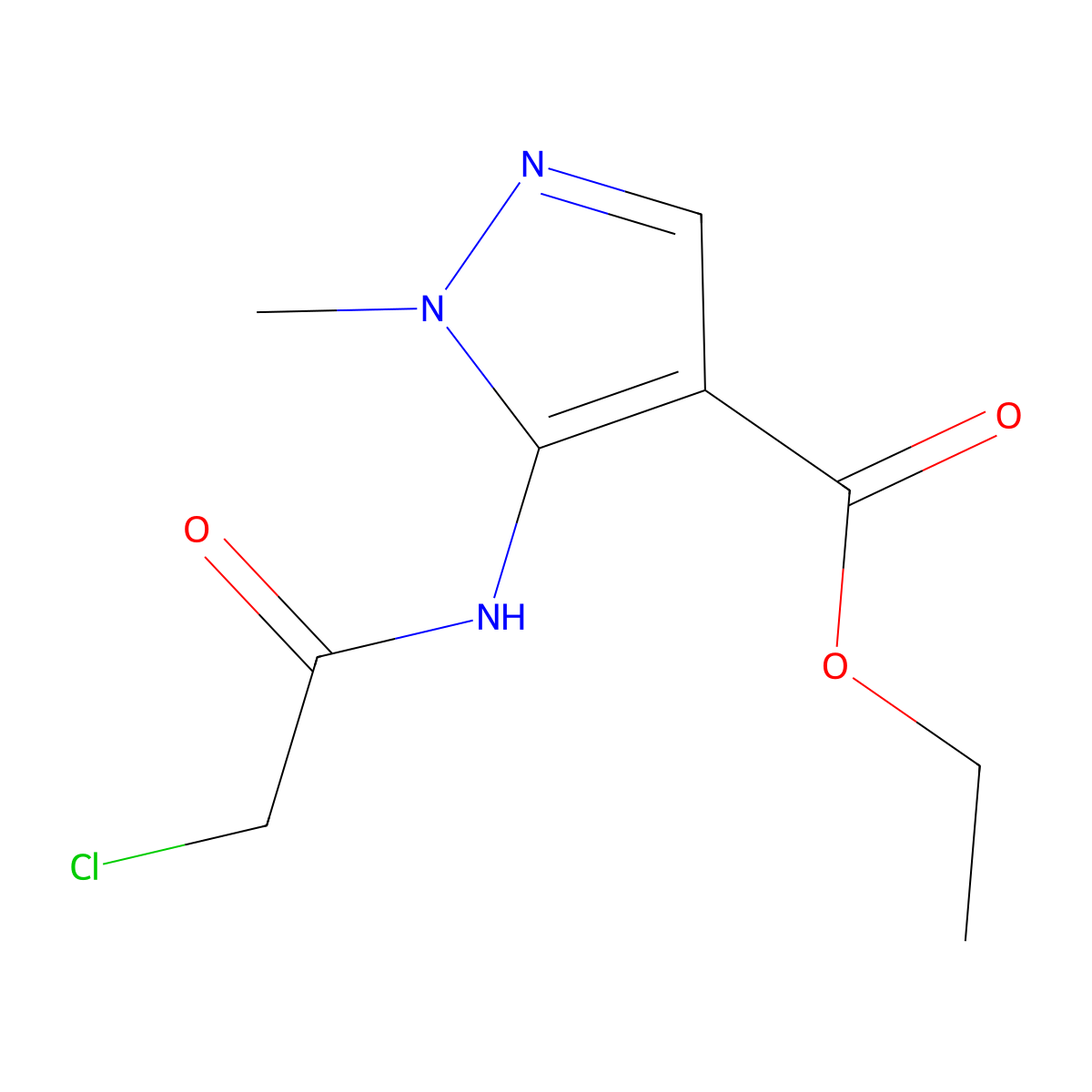 ethyl 5-(2-chloroacetamido)-1-methyl-1H-pyrazole-4-carboxylate molecular structure, CAS 81679-07-4
