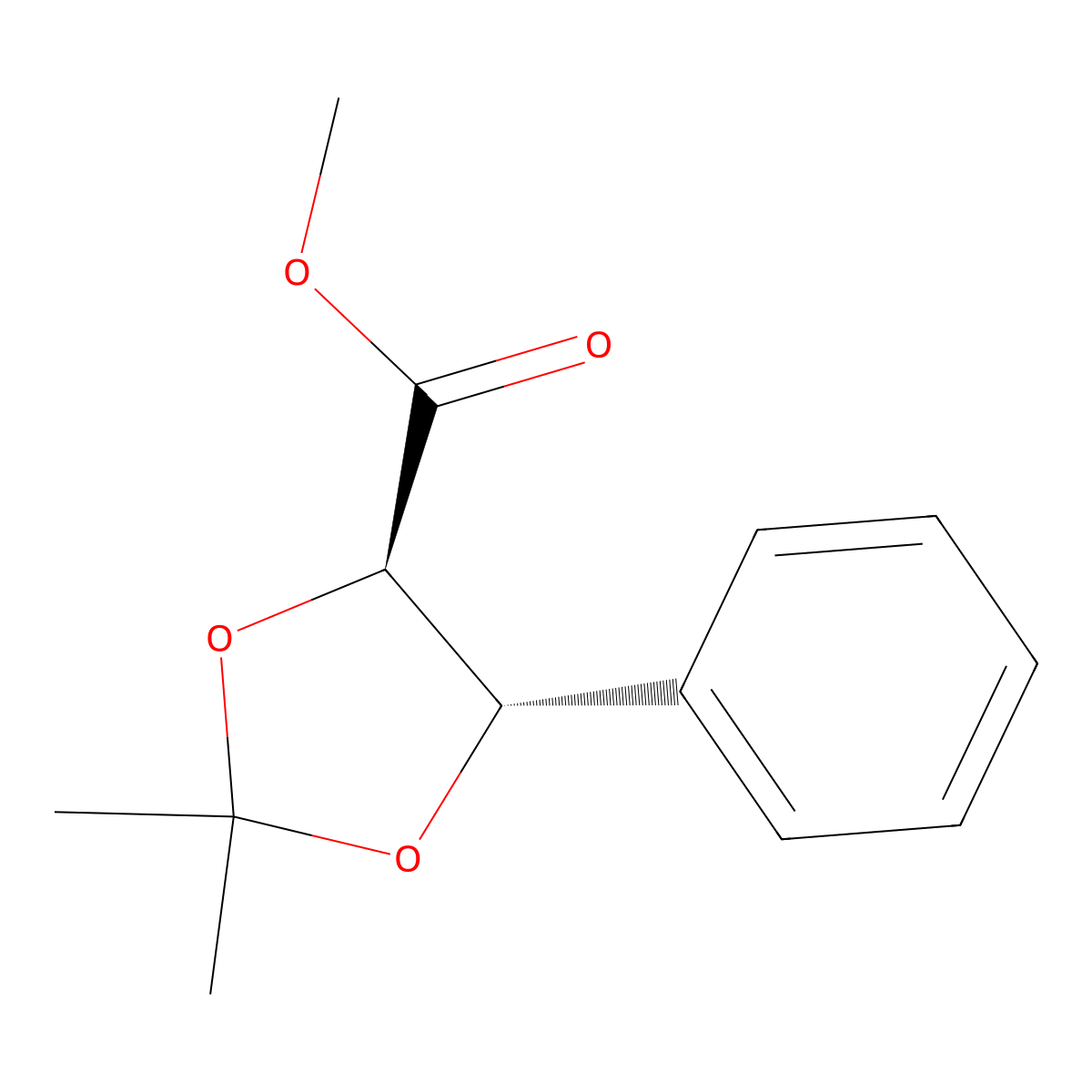 rac-methyl (4R,5S)-2,2-dimethyl-5-phenyl-1,3-dioxolane-4-carboxylate molecular structure, CAS 81691-58-9