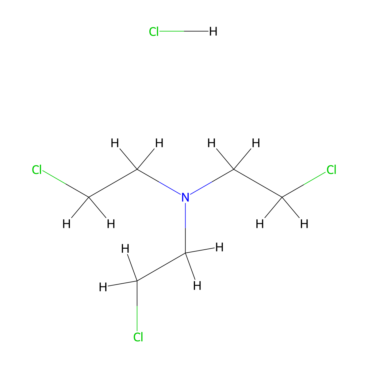 Tris(2-chloroethyl)amine hydrochloride molecular structure, CAS 817-09-4