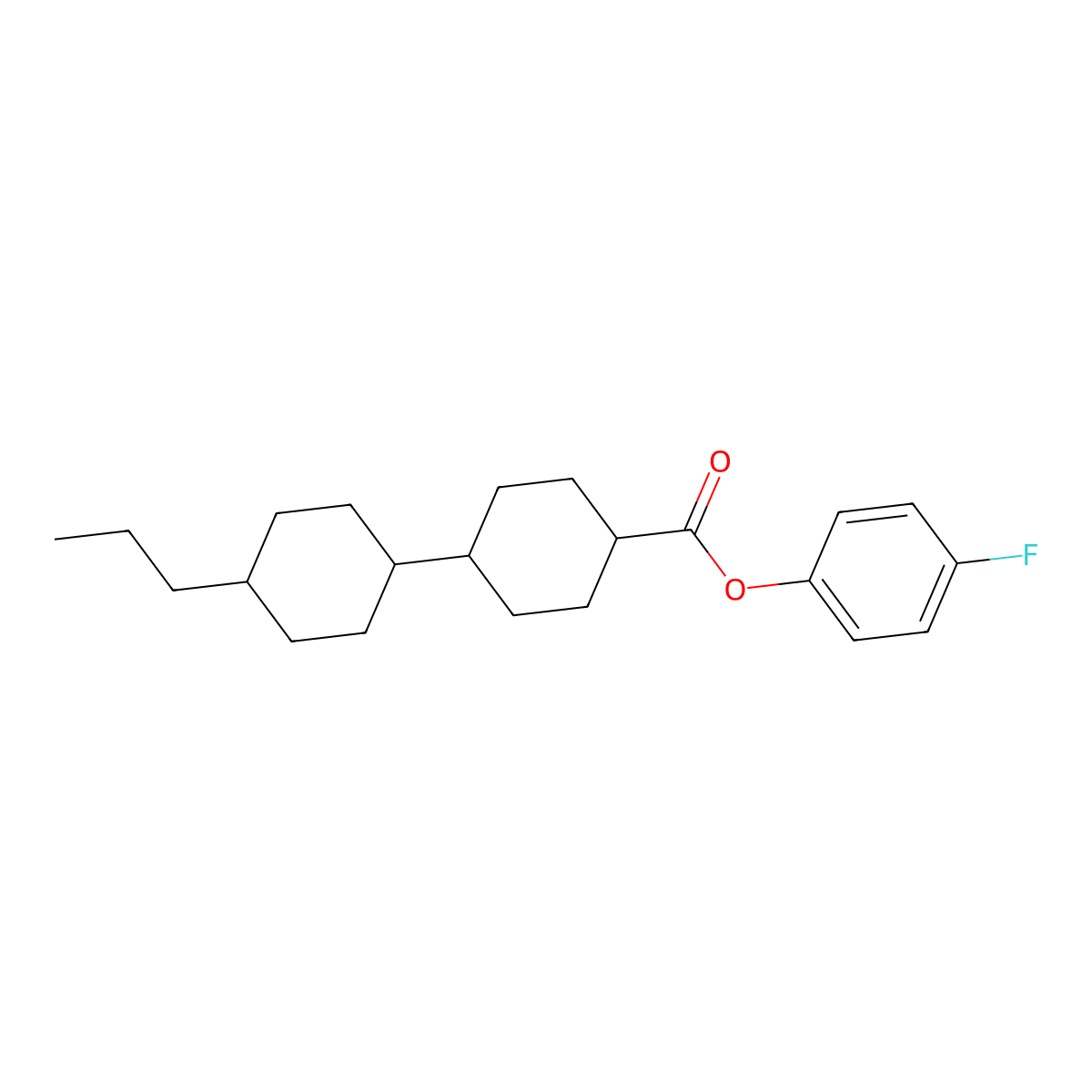 (1,1'-Bicyclohexyl)-4-carboxylic acid, 4'-propyl-, 4-fluorophenyl ester molecular structure, CAS 81701-13-5