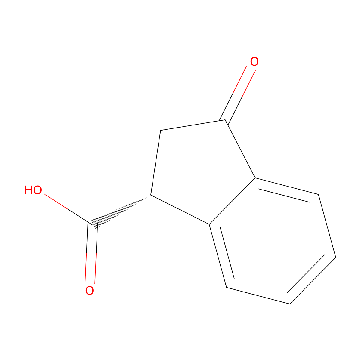 (1R)-3-Oxo-2,3-dihydro-1H-indene-1-carboxylic acid molecular structure, CAS 81702-53-6
