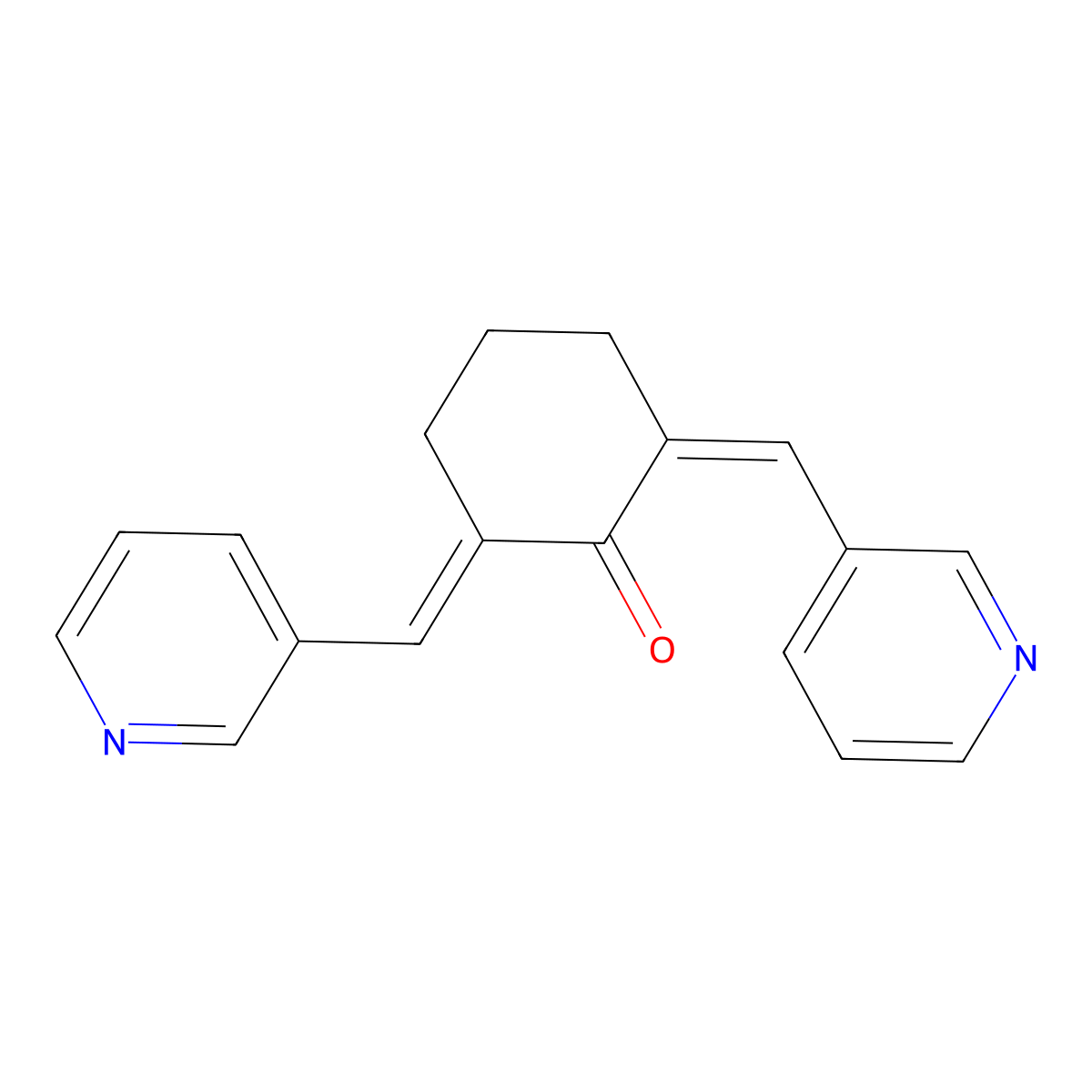 2,6-Bis(pyridin-3-ylmethylidene)cyclohexan-1-one molecular structure, CAS 817162-74-6