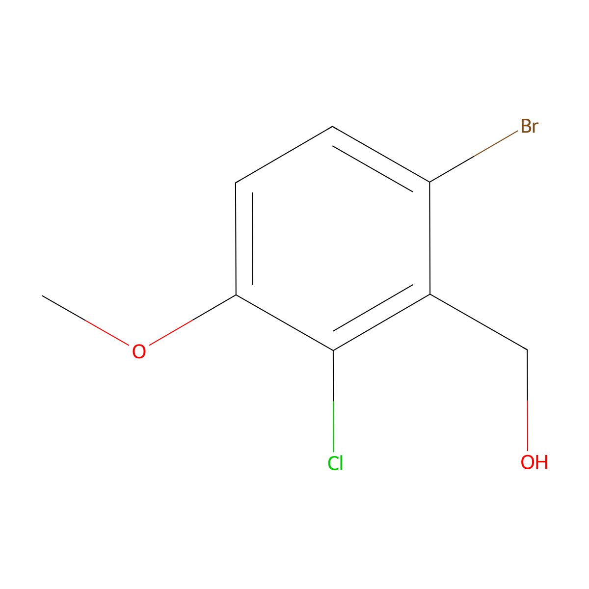 (6-Bromo-2-chloro-3-methoxyphenyl)methanol molecular structure, CAS 817166-50-0