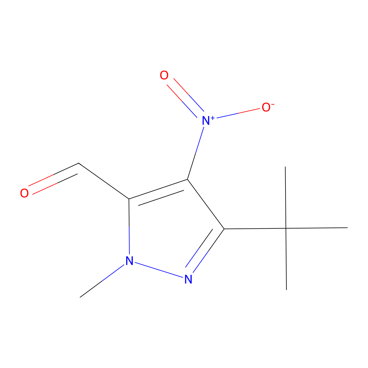 3-(1,1-Dimethylethyl)-1-methyl-4-nitro-1H-pyrazole-5-carboxaldehyde molecular structure, CAS 817172-31-9