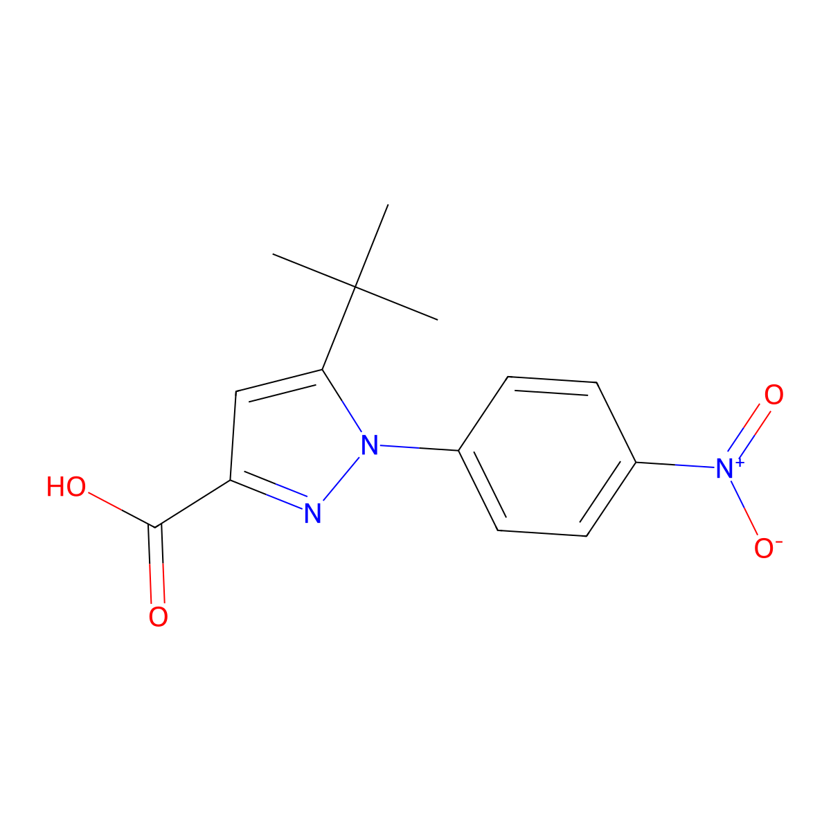 5-tert-Butyl-1-(4-nitro-phenyl)-1H-pyrazole-3-carboxylic acid molecular structure, CAS 817172-32-0