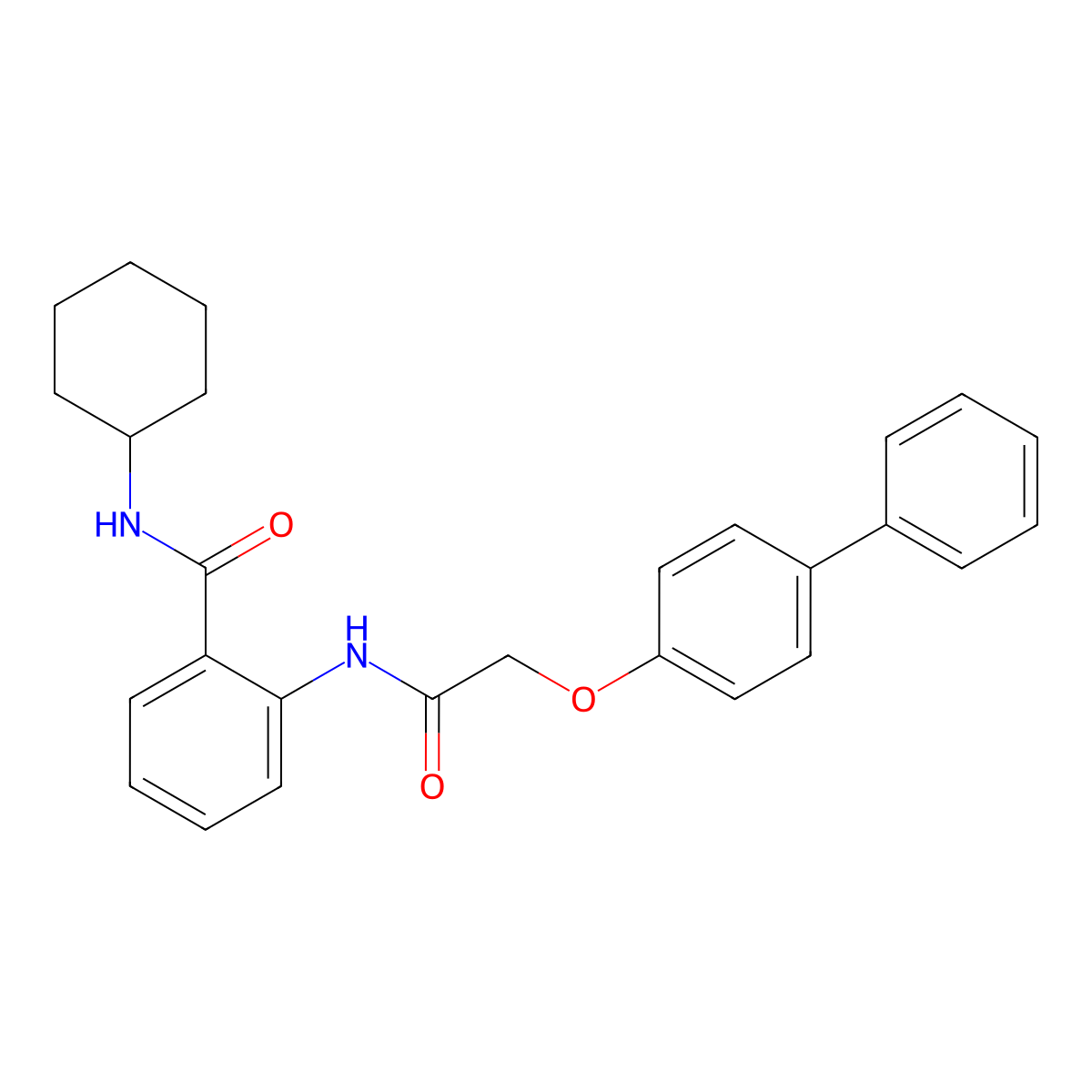 N-cyclohexyl-2-[[2-(4-phenylphenoxy)acetyl]amino]benzamide molecular structure, CAS 817173-10-7