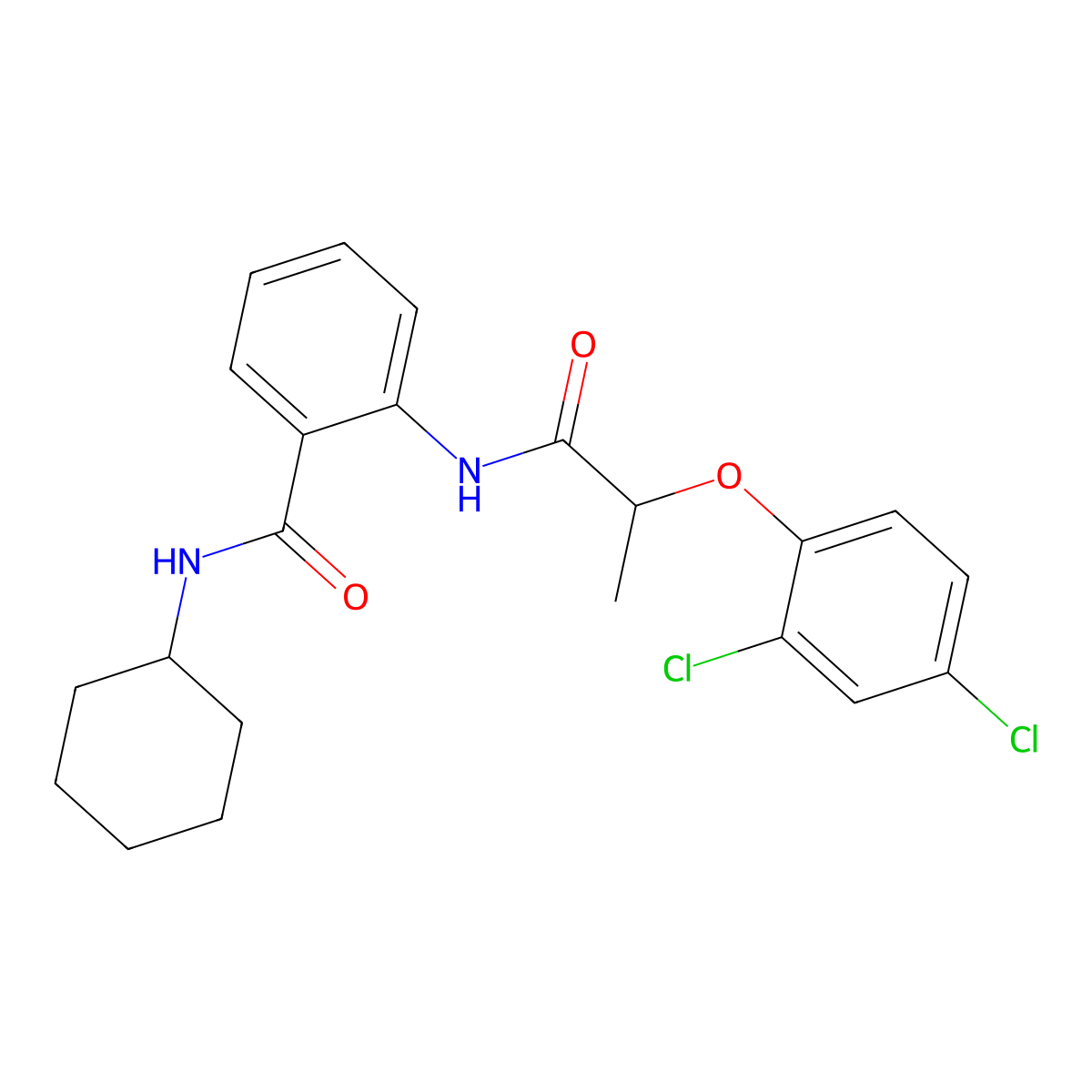 N-cyclohexyl-2-{[2-(2,4-dichlorophenoxy)propanoyl]amino}benzamide molecular structure, CAS 817173-12-9