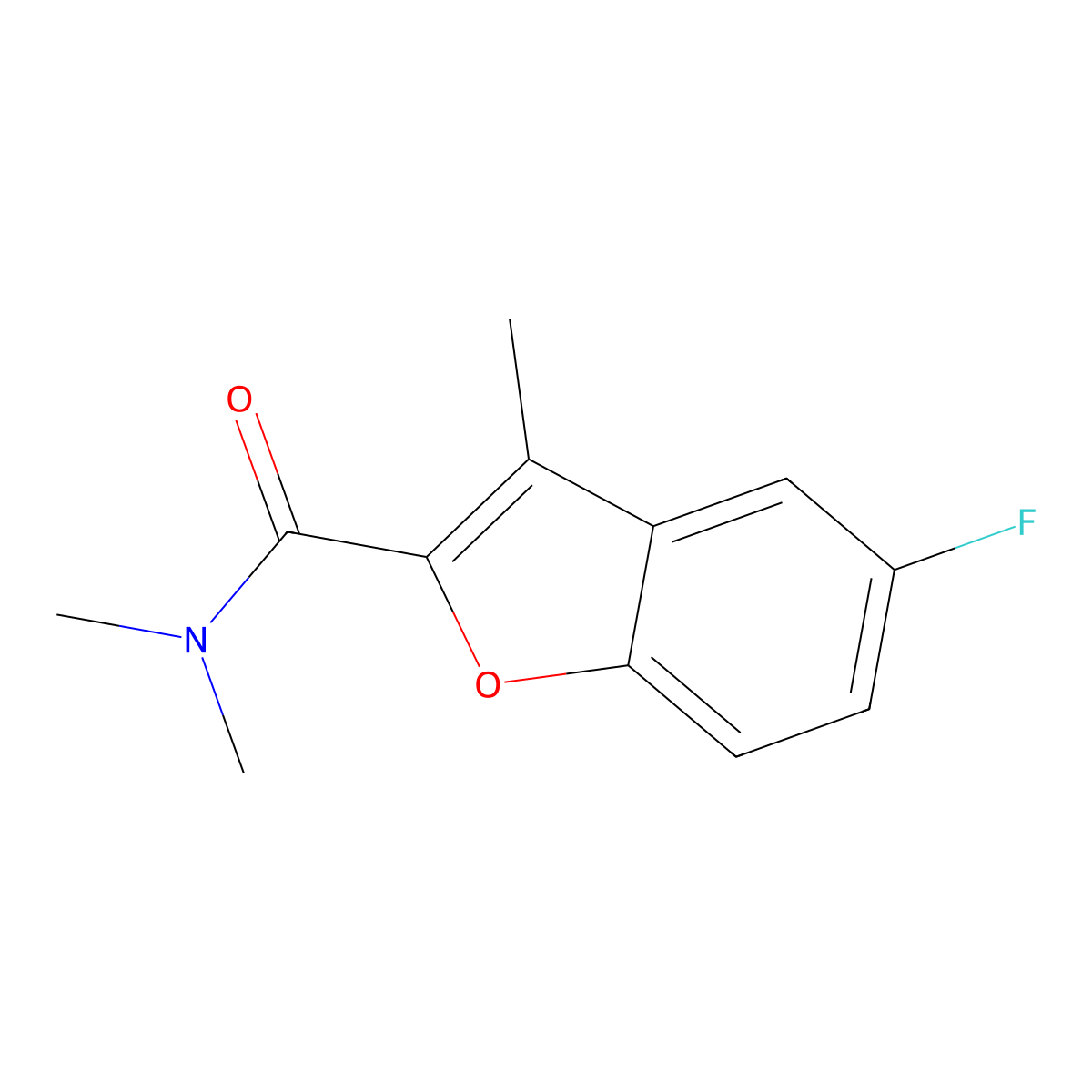 2-Benzofurancarboxamide, 5-fluoro-N,N,3-trimethyl- molecular structure, CAS 81718-71-0
