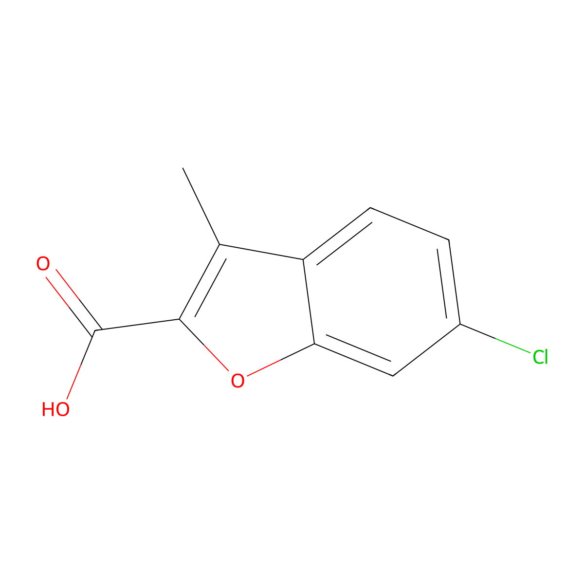 6-Chloro-3-methyl-1-benzofuran-2-carboxylic acid molecular structure, CAS 81718-75-4