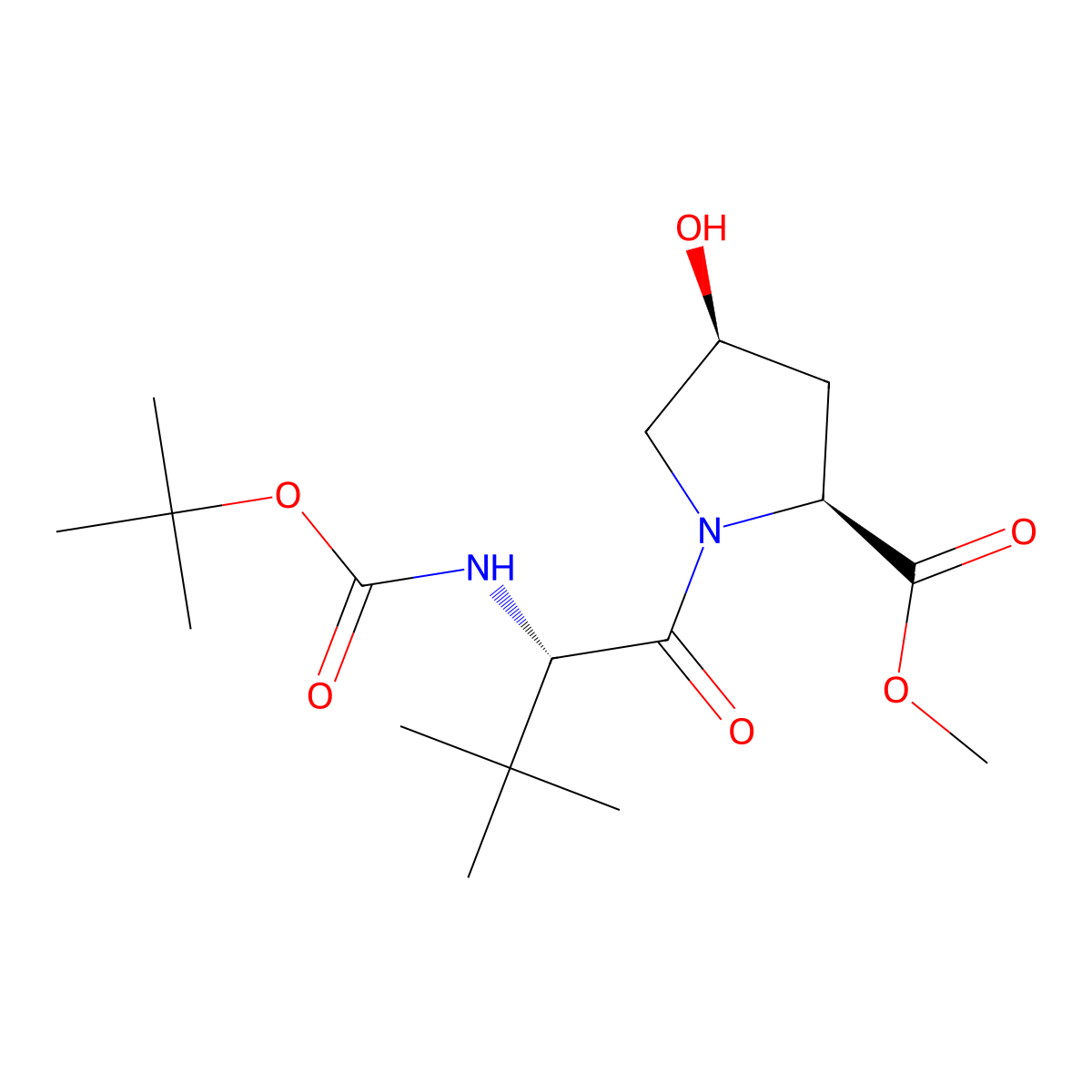 (2S,4S)-Methyl 1-((S)-2-((tert-butoxycarbonyl)amino)-3,3-dimethylbutanoyl)-4-hydroxypyrrolidine-2-carboxylate molecular structure, CAS 817183-32-7