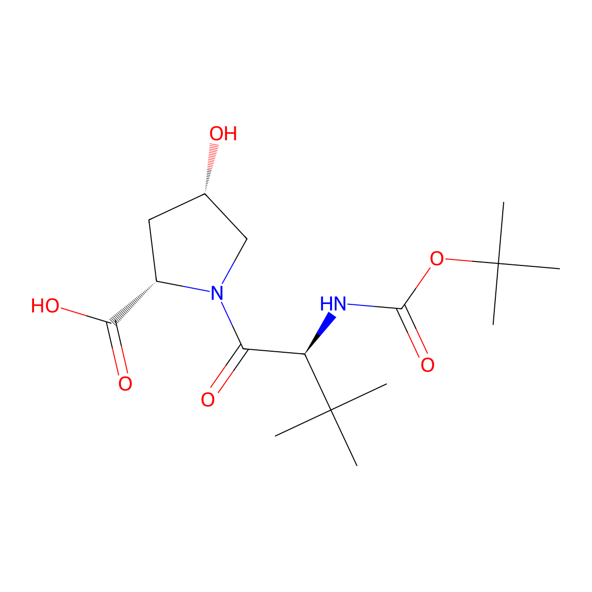 (2S,4S)-1-((S)-2-((tert-Butoxycarbonyl)amino)-3,3-dimethylbutanoyl)-4-hydroxypyrrolidine-2-carboxylic acid molecular structure, CAS 817183-33-8