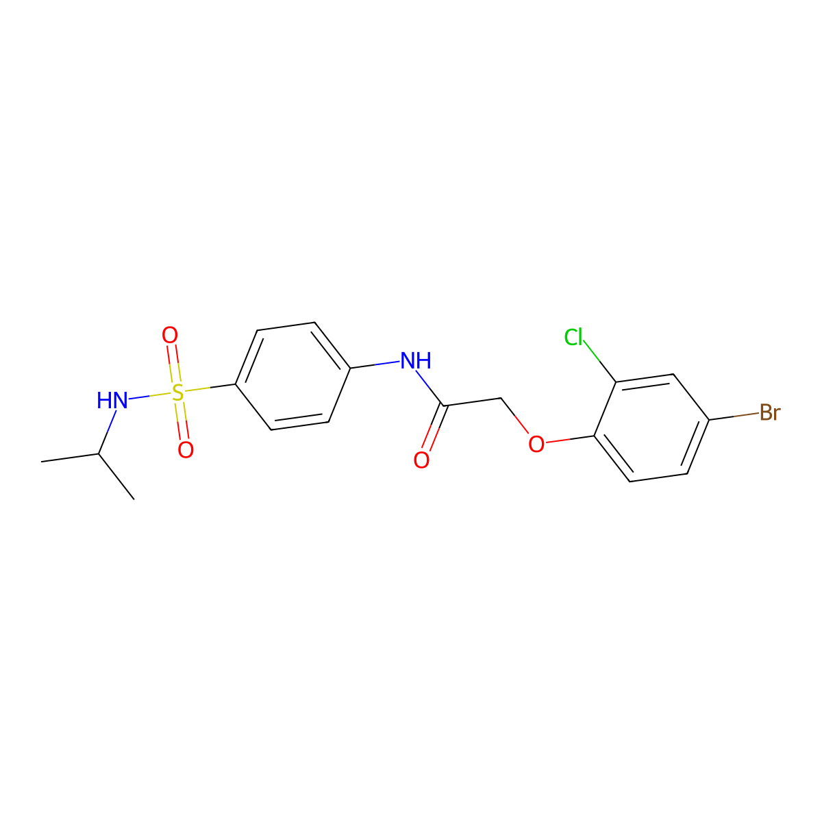 2-(4-bromo-2-chlorophenoxy)-N-{4-[(isopropylamino)sulfonyl]phenyl}acetamide molecular structure, CAS 817187-35-2