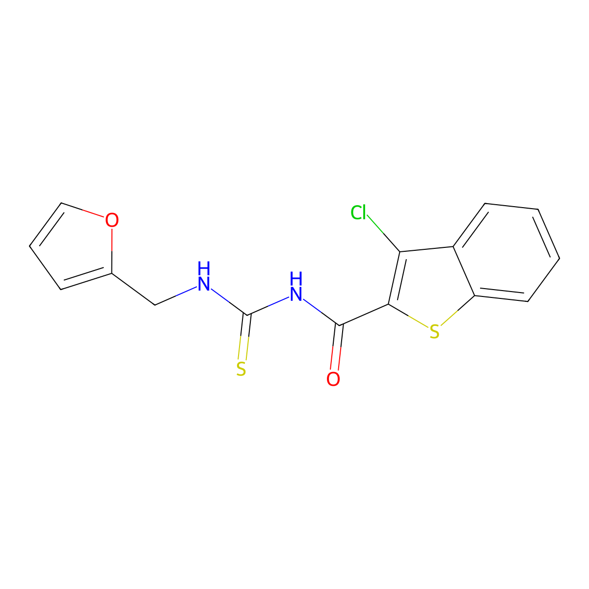 3-chloro-N-(furan-2-ylmethylcarbamothioyl)-1-benzothiophene-2-carboxamide molecular structure, CAS 817187-45-4