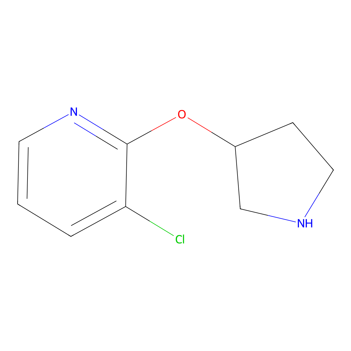 3-Chloro-2-(pyrrolidin-3-yloxy)pyridine molecular structure, CAS 817187-51-2