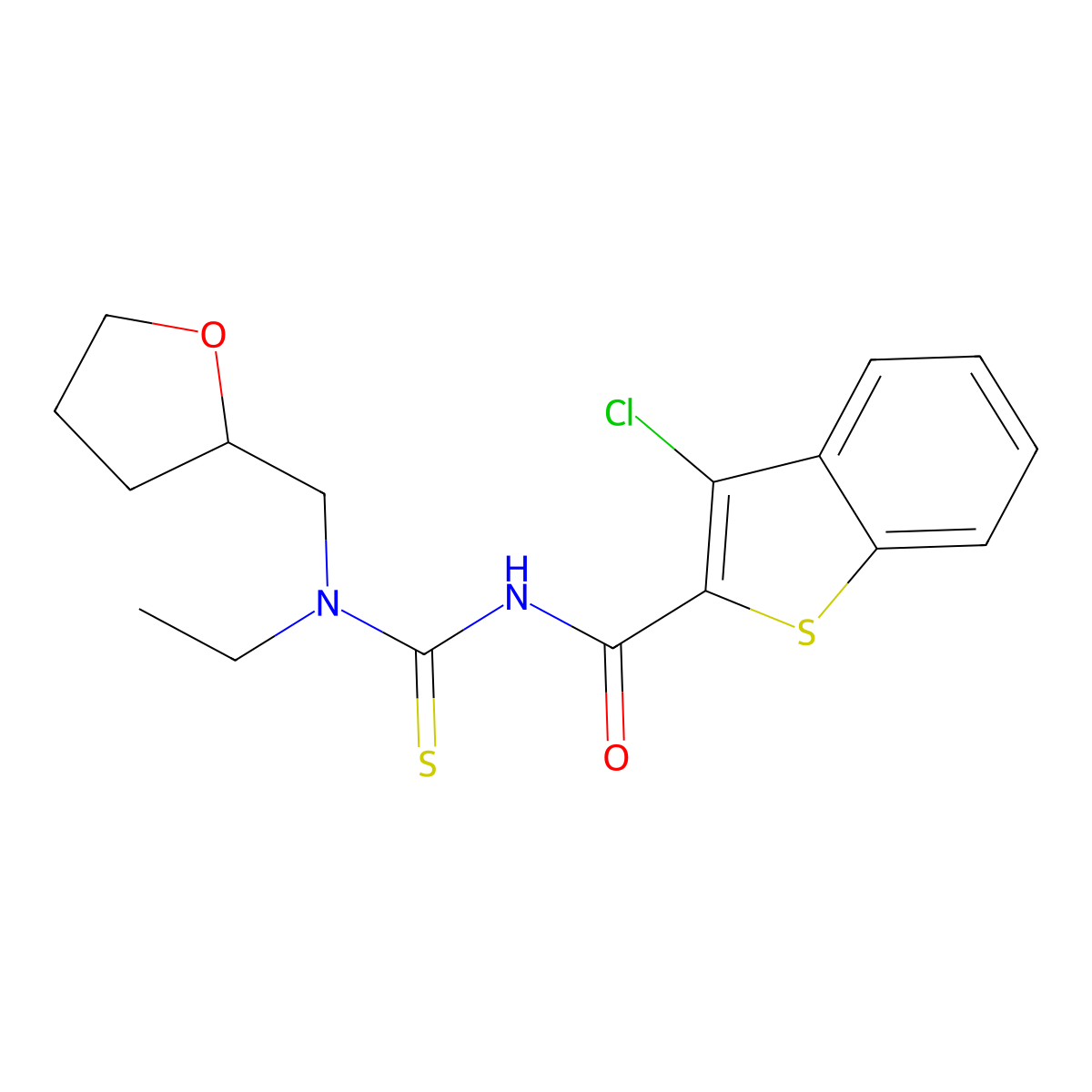 3-chloro-N-[ethyl(oxolan-2-ylmethyl)carbamothioyl]-1-benzothiophene-2-carboxamide molecular structure, CAS 817188-74-2