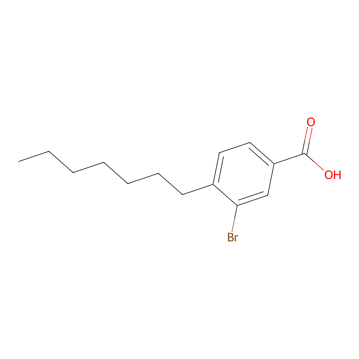 3-Bromo-4-heptylbenzoic acid molecular structure, CAS 81719-19-9