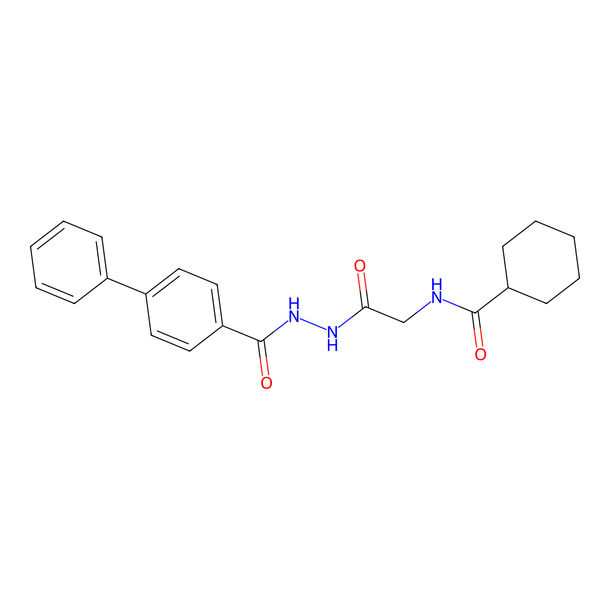 N-[2-oxo-2-[2-(4-phenylbenzoyl)hydrazinyl]ethyl]cyclohexanecarboxamide molecular structure, CAS 817191-36-9