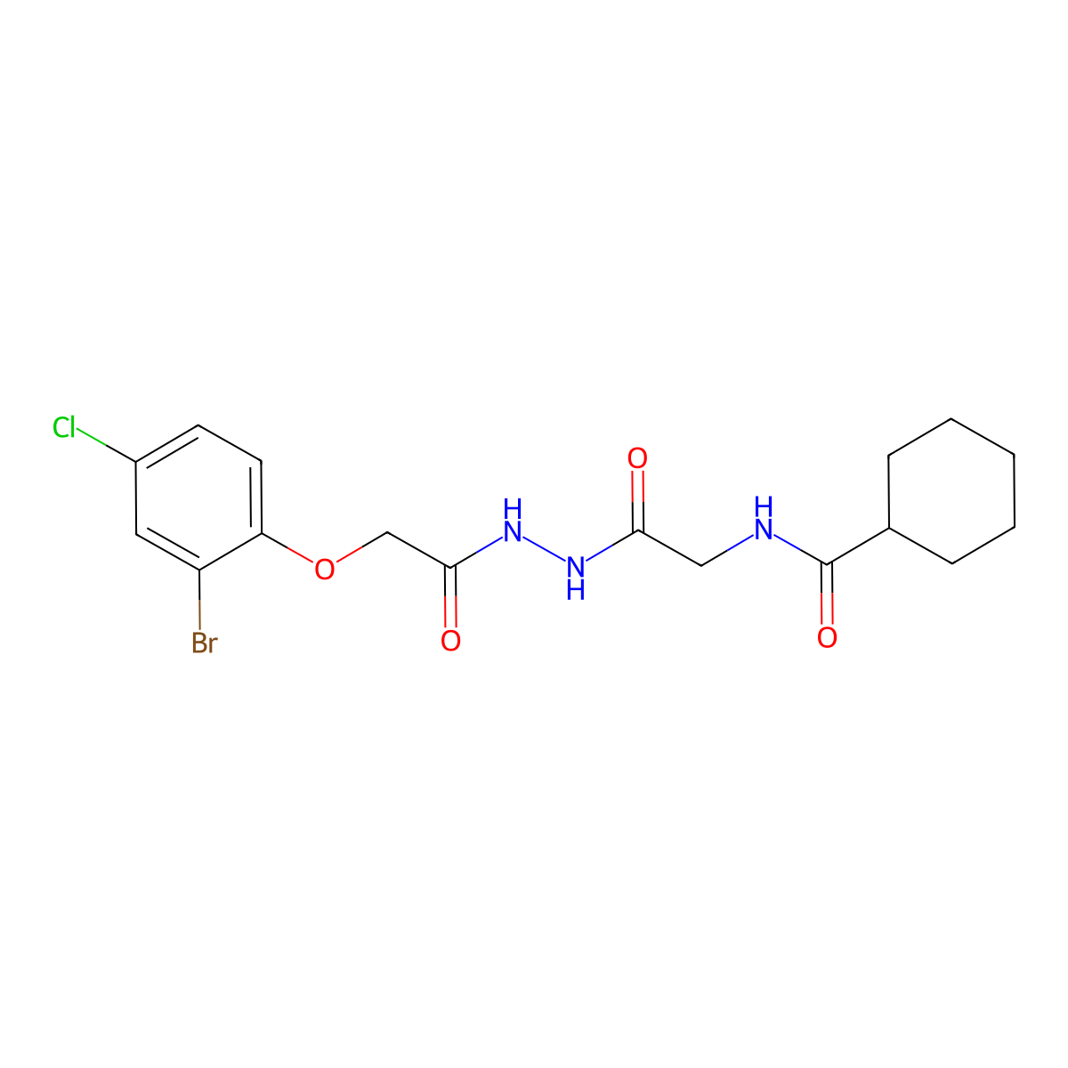 N-[2-[2-[2-(2-bromo-4-chlorophenoxy)acetyl]hydrazinyl]-2-oxoethyl]cyclohexanecarboxamide molecular structure, CAS 817191-38-1