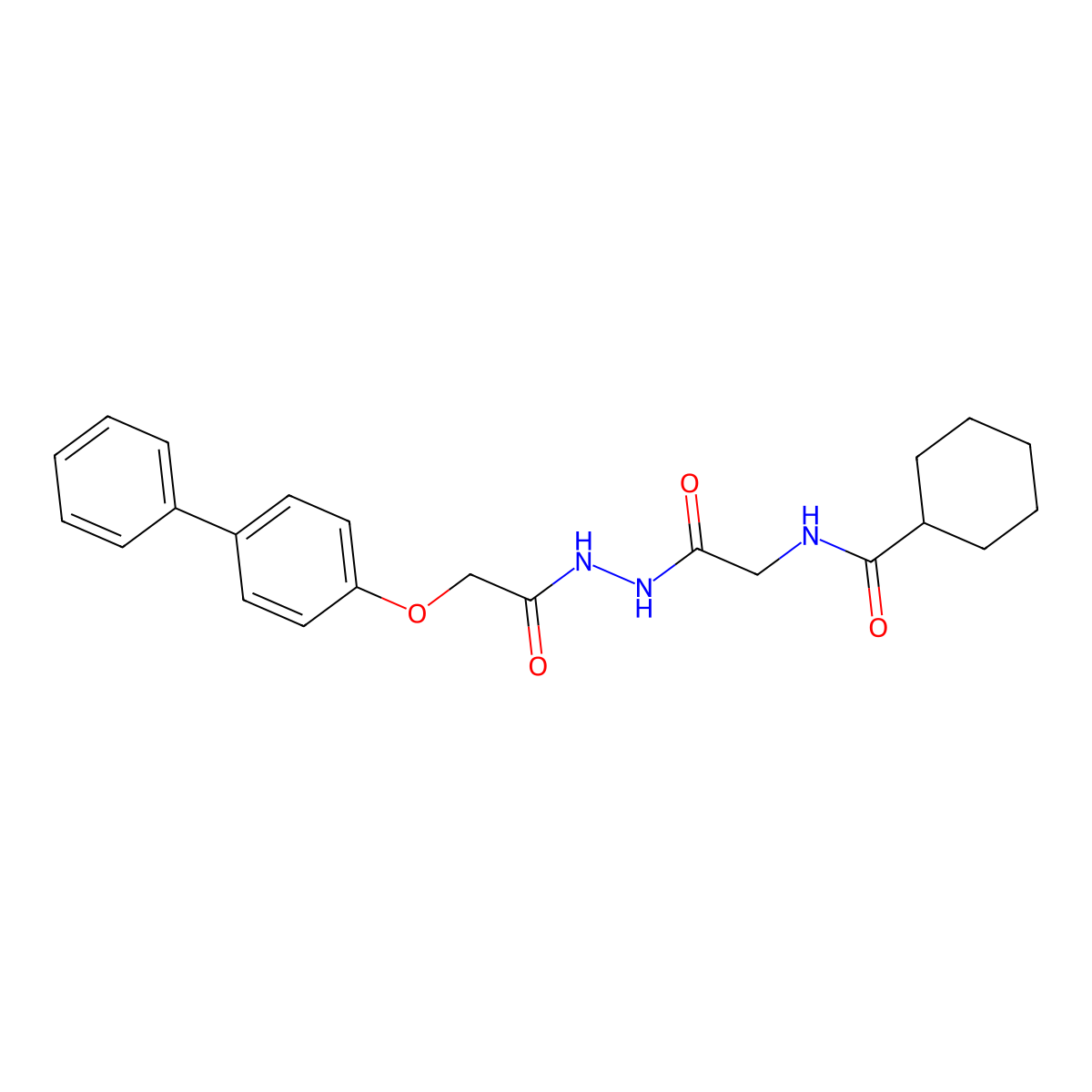 N-[2-oxo-2-[2-[2-(4-phenylphenoxy)acetyl]hydrazinyl]ethyl]cyclohexanecarboxamide molecular structure, CAS 817191-49-4