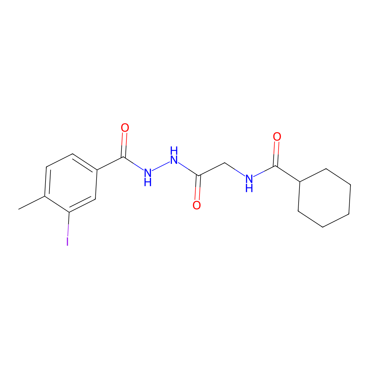 N-[2-[2-(3-iodo-4-methylbenzoyl)hydrazinyl]-2-oxoethyl]cyclohexanecarboxamide molecular structure, CAS 817191-98-3
