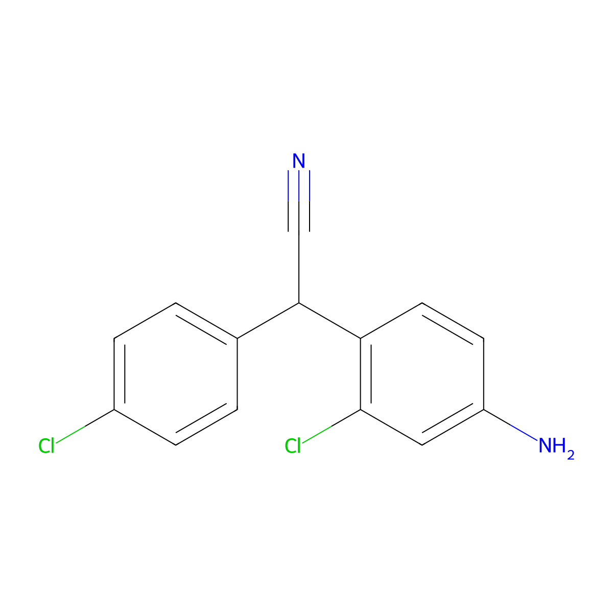 (4-Amino-2-chlorophenyl)(4-chlorophenyl)acetonitrile molecular structure, CAS 81720-94-7