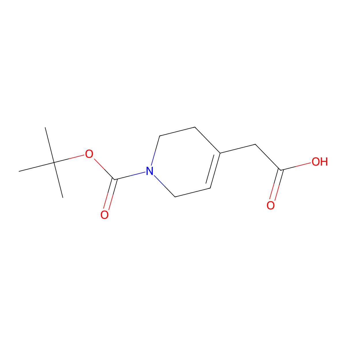 2-(1-((Tert-butoxy)carbonyl)-1,2,3,6-tetrahydropyridin-4-yl)acetic acid molecular structure, CAS 817201-95-9