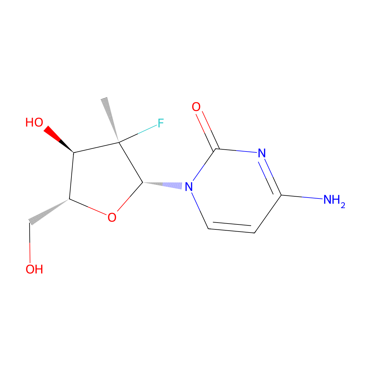 2'-Deoxy-2'-fluoro-2'-c-methylcytidine molecular structure, CAS 817204-33-4