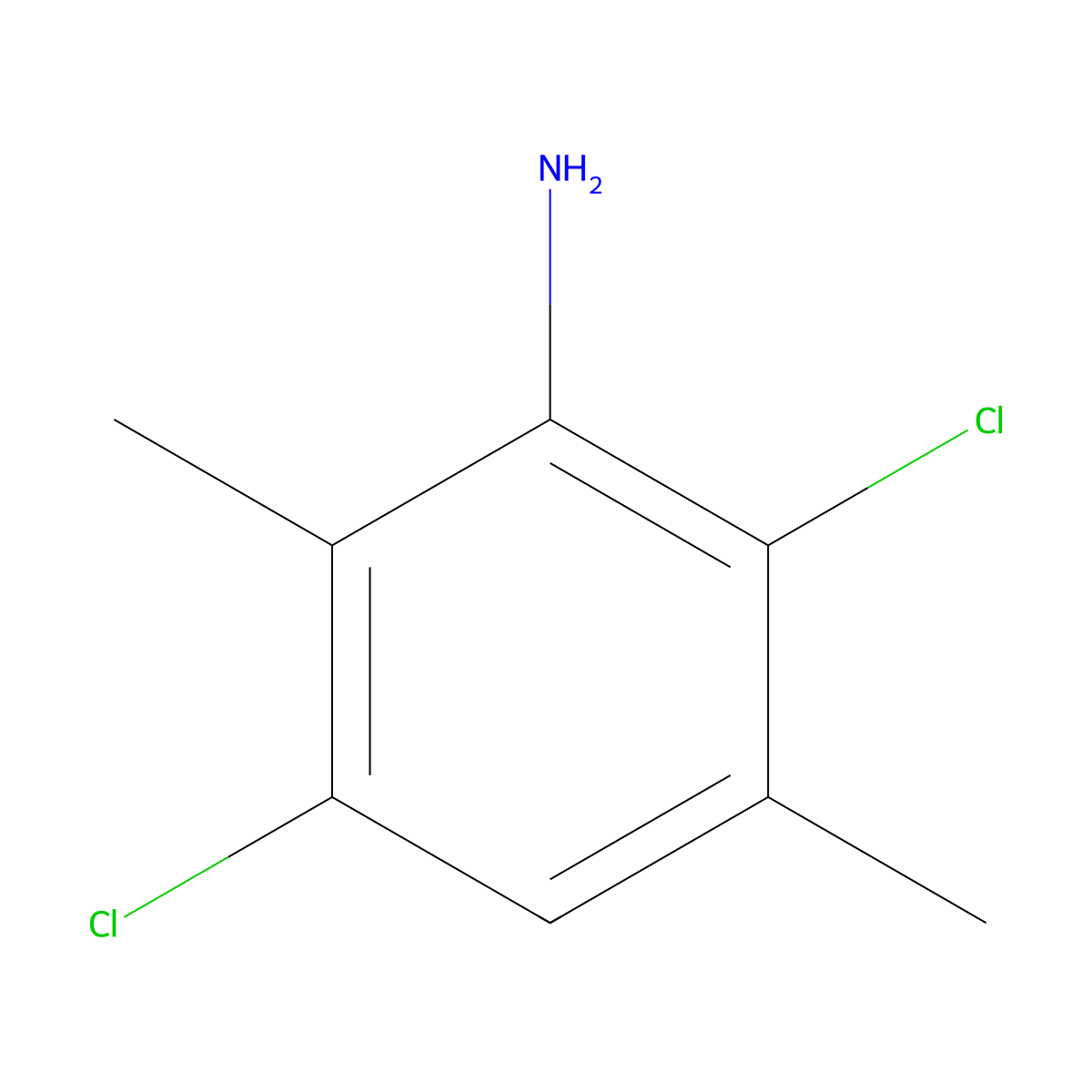 2,5-Dichloro-3,6-dimethylaniline molecular structure, CAS 81742-11-2
