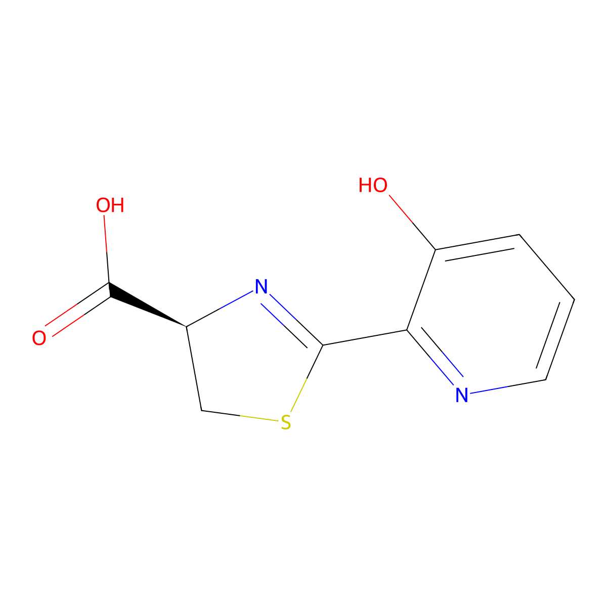 (4R)-2-(3-hydroxypyridin-2-yl)-4,5-dihydro-1,3-thiazole-4-carboxylic acid molecular structure, CAS 81744-98-1