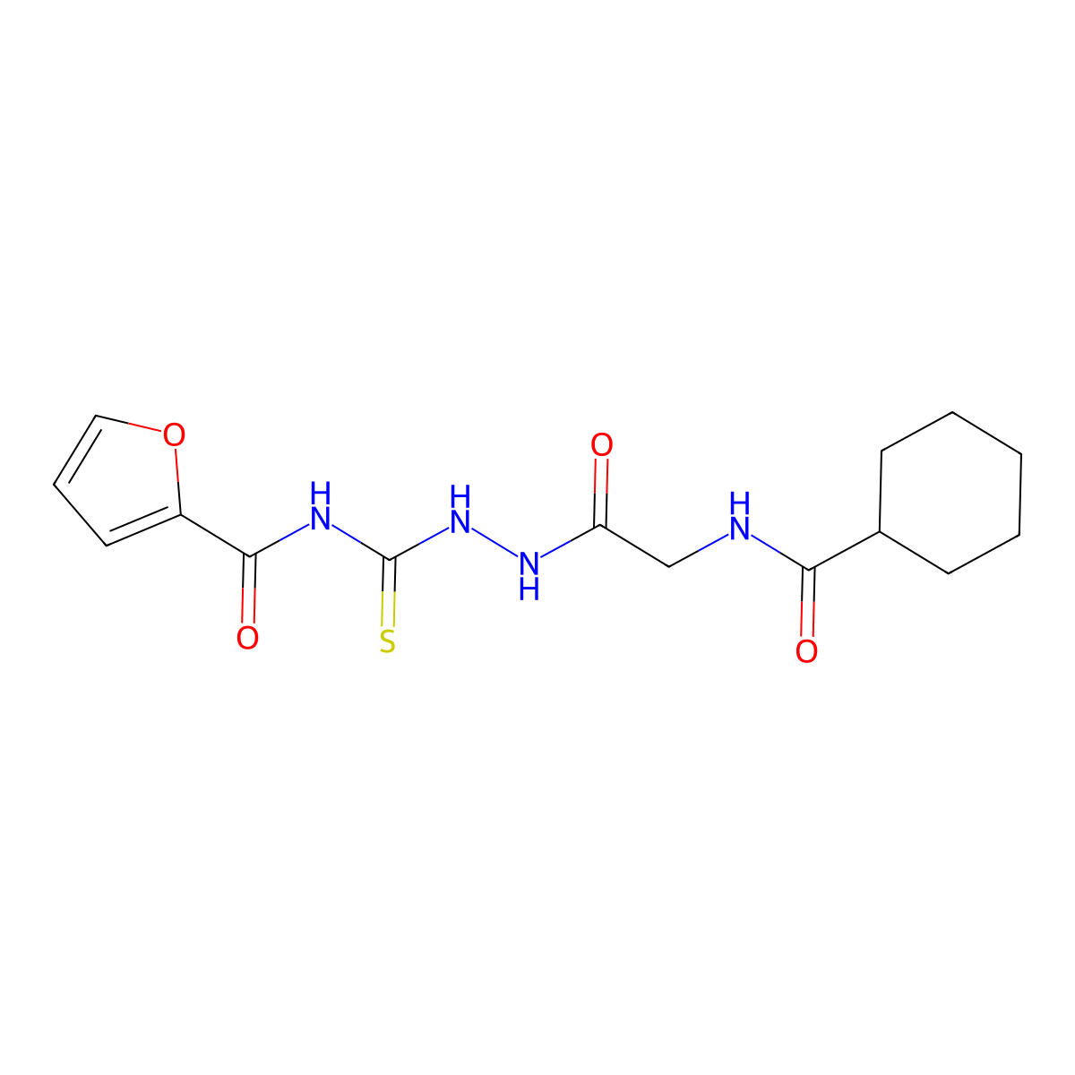 N-[[[2-(cyclohexanecarbonylamino)acetyl]amino]carbamothioyl]furan-2-carboxamide molecular structure, CAS 817557-42-9
