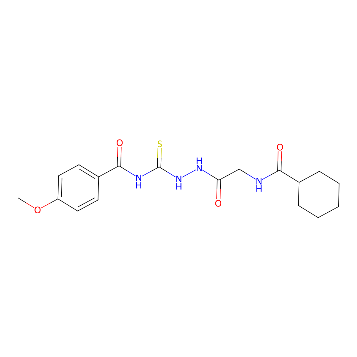 N-[[[2-(cyclohexanecarbonylamino)acetyl]amino]carbamothioyl]-4-methoxybenzamide molecular structure, CAS 817557-43-0
