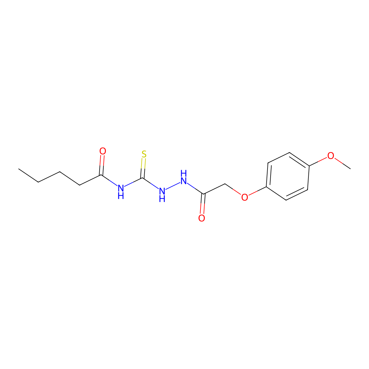 N-[[[2-(4-methoxyphenoxy)acetyl]amino]carbamothioyl]pentanamide molecular structure, CAS 817558-42-2