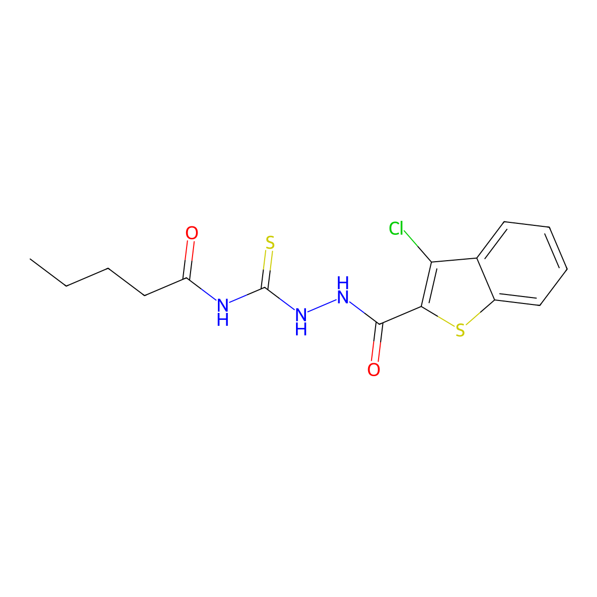 N-[[(3-chloro-1-benzothiophene-2-carbonyl)amino]carbamothioyl]pentanamide molecular structure, CAS 817558-74-0