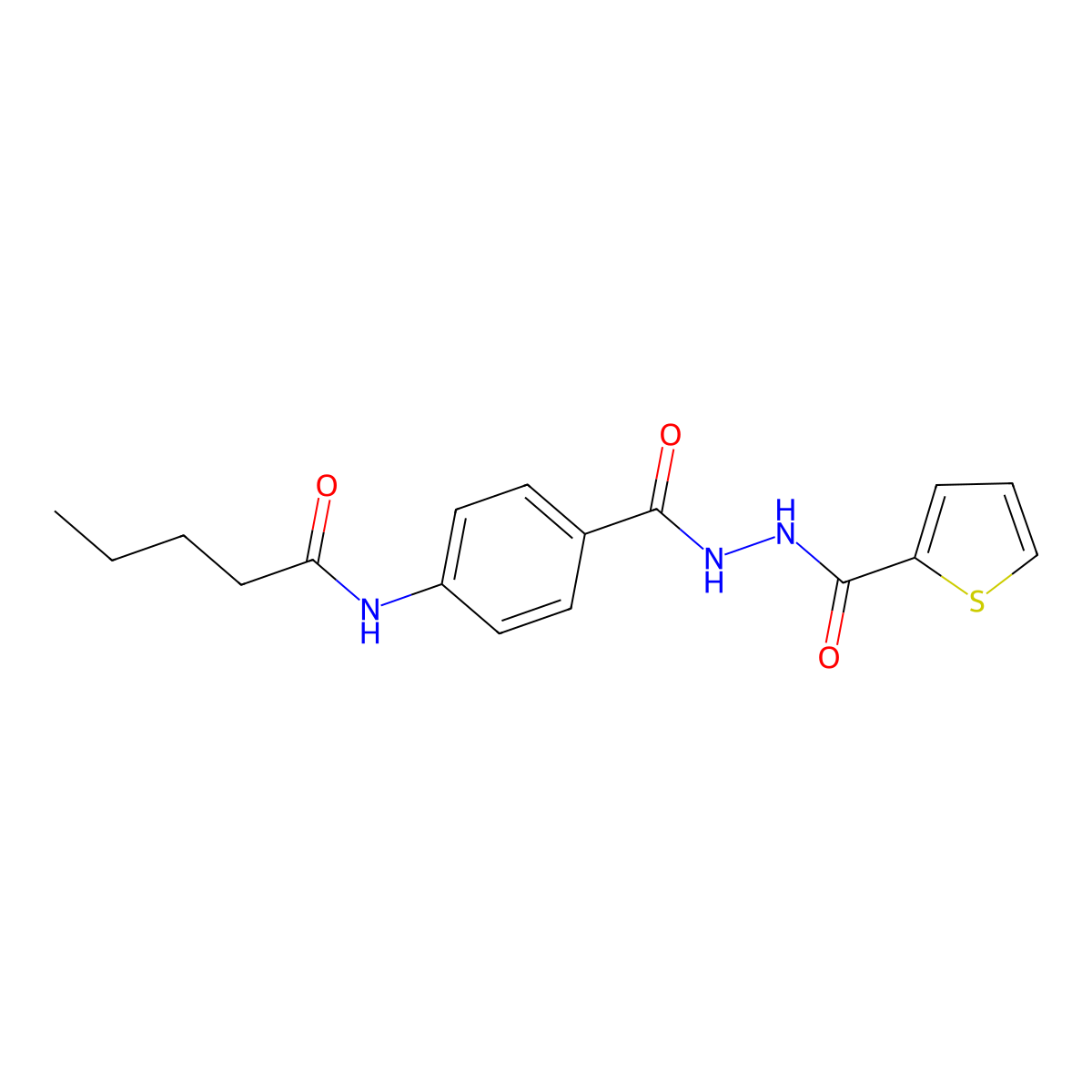 N-[4-[(thiophene-2-carbonylamino)carbamoyl]phenyl]pentanamide molecular structure, CAS 817561-21-0