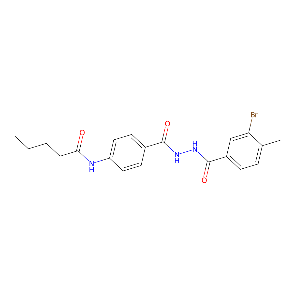 N-[4-[[[(3-bromo-4-methylphenyl)-oxomethyl]hydrazo]-oxomethyl]phenyl]pentanamide molecular structure, CAS 817561-53-8