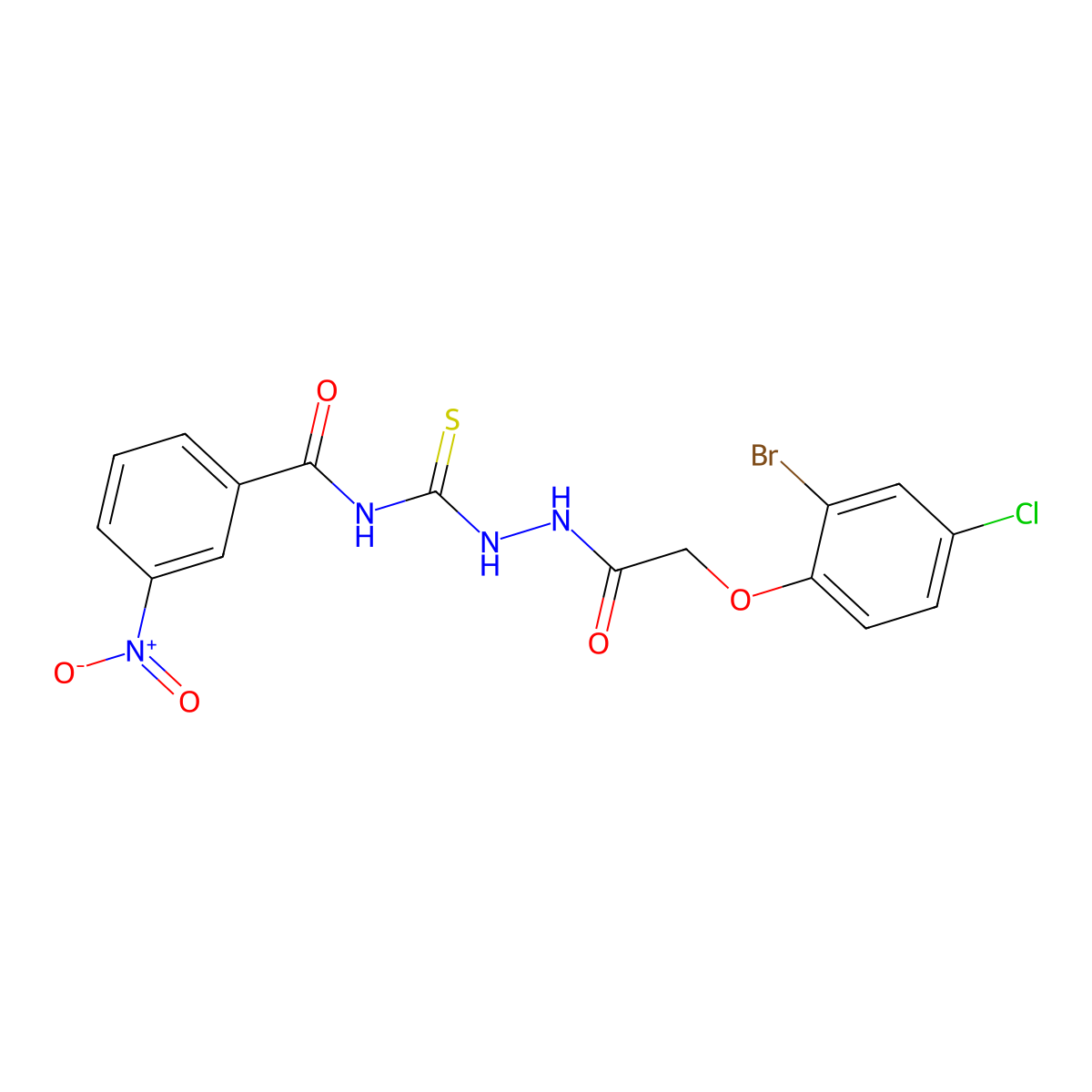 N-[[[2-(2-bromo-4-chlorophenoxy)acetyl]amino]carbamothioyl]-3-nitrobenzamide molecular structure, CAS 817561-81-2