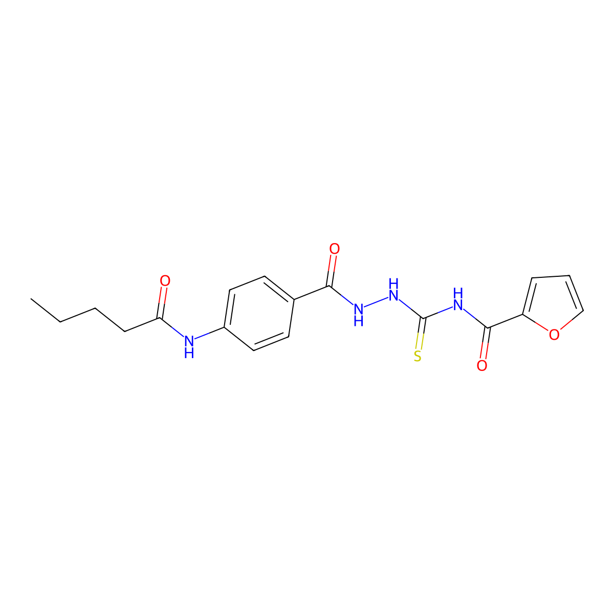 N-({2-[4-(pentanoylamino)benzoyl]hydrazino}carbonothioyl)-2-furamide molecular structure, CAS 817562-45-1