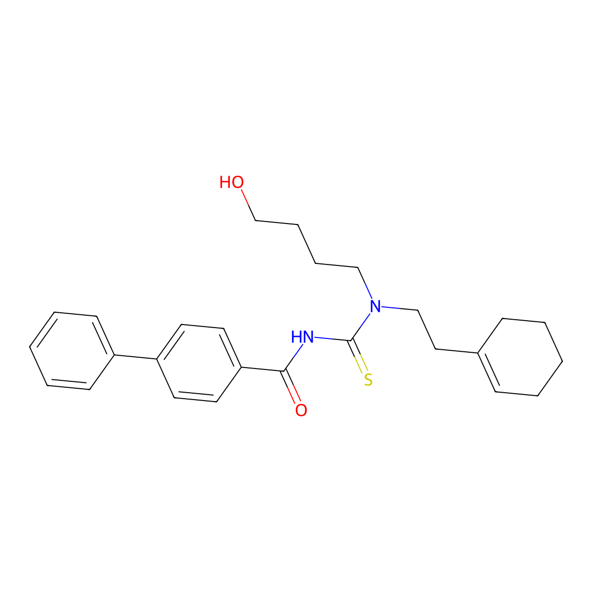 N-[2-(cyclohexen-1-yl)ethyl-(4-hydroxybutyl)carbamothioyl]-4-phenylbenzamide molecular structure, CAS 817563-95-4
