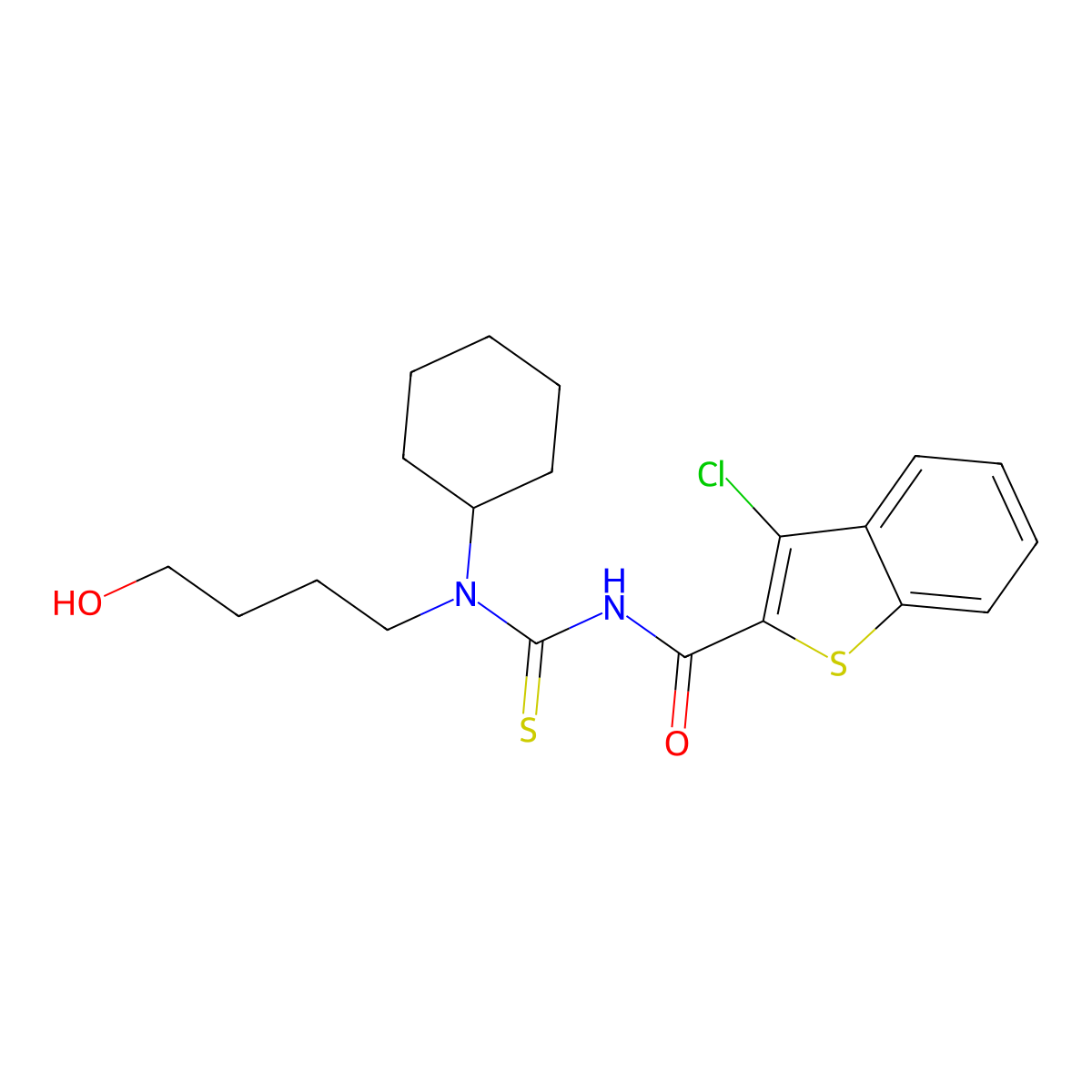 3-chloro-N-{[cyclohexyl(4-hydroxybutyl)amino]carbonothioyl}-1-benzothiophene-2-carboxamide molecular structure, CAS 817564-31-1