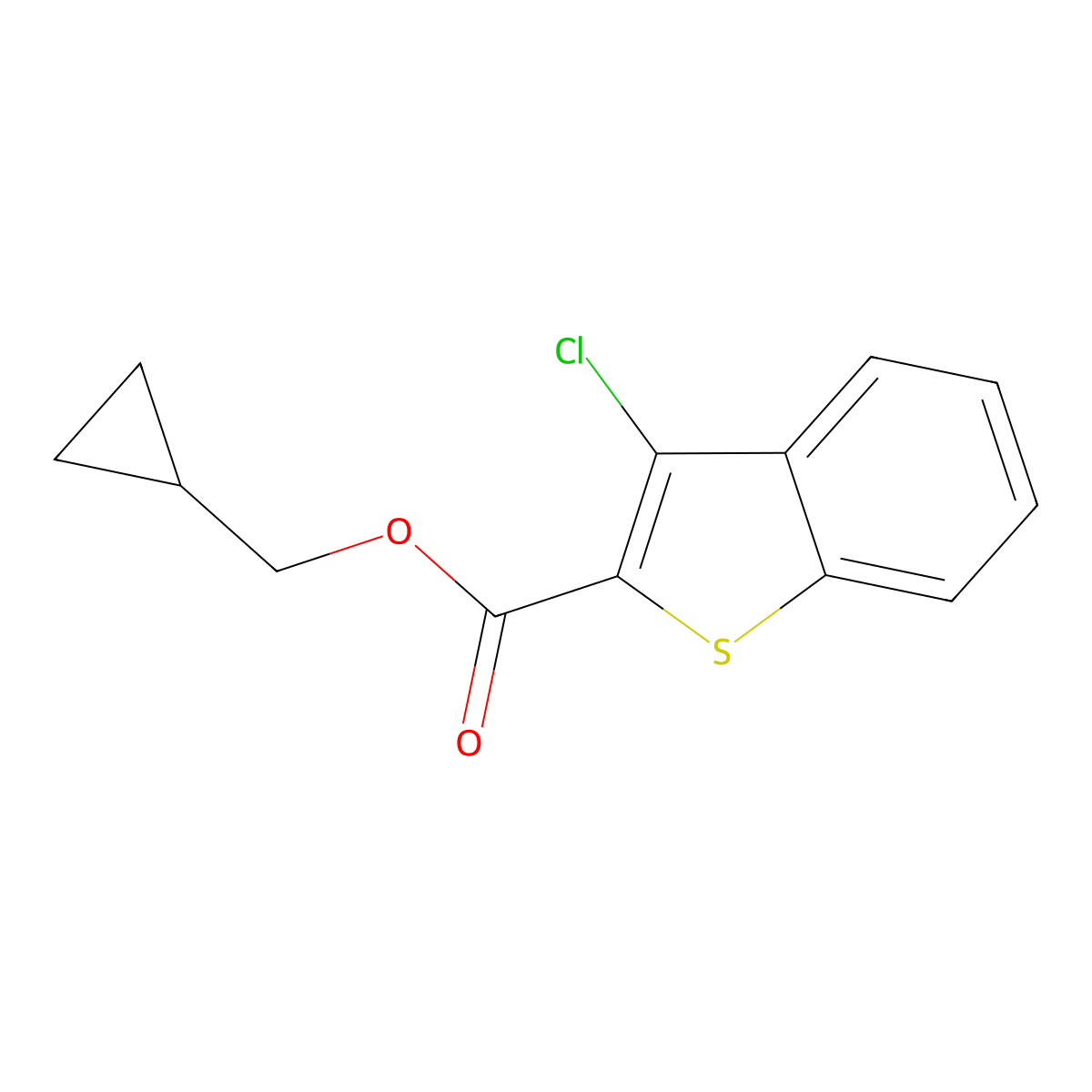 Cyclopropylmethyl 3-chloro-1-benzothiophene-2-carboxylate molecular structure, CAS 817565-58-5