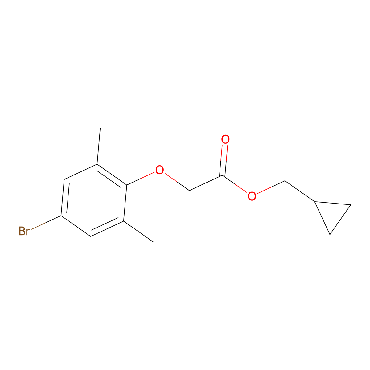 Cyclopropylmethyl 2-(4-bromo-2,6-dimethylphenoxy)acetate molecular structure, CAS 817565-65-4